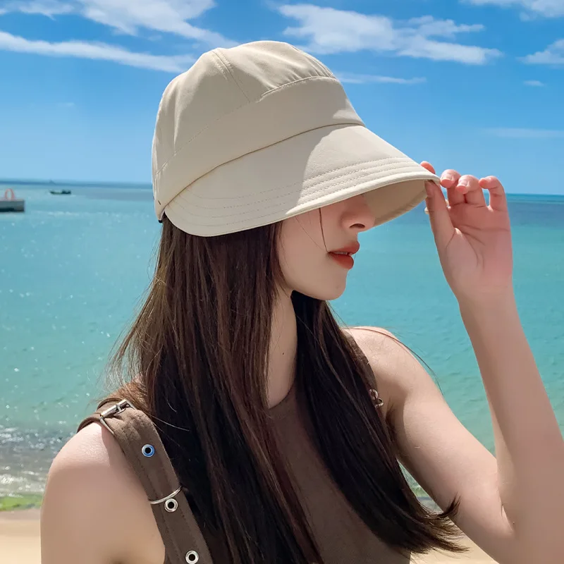 Summer new style women's sun hat, big-brimmed, plain-looking, versatile, shows small face, for outdoor sun protection