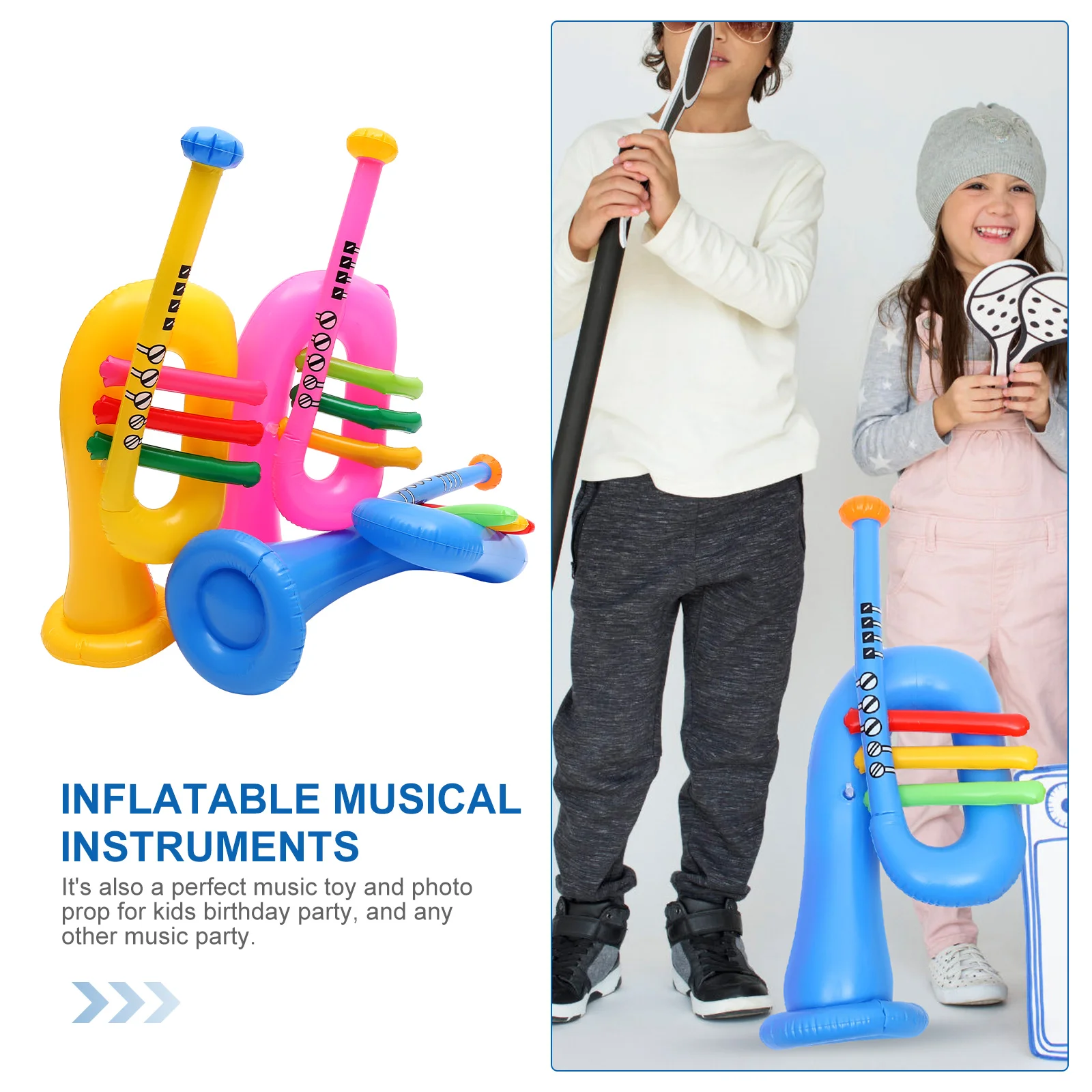 Inflatable Trumpet Musical Instrument Toys Portable Gift Kids Party Supplies Instruments Props