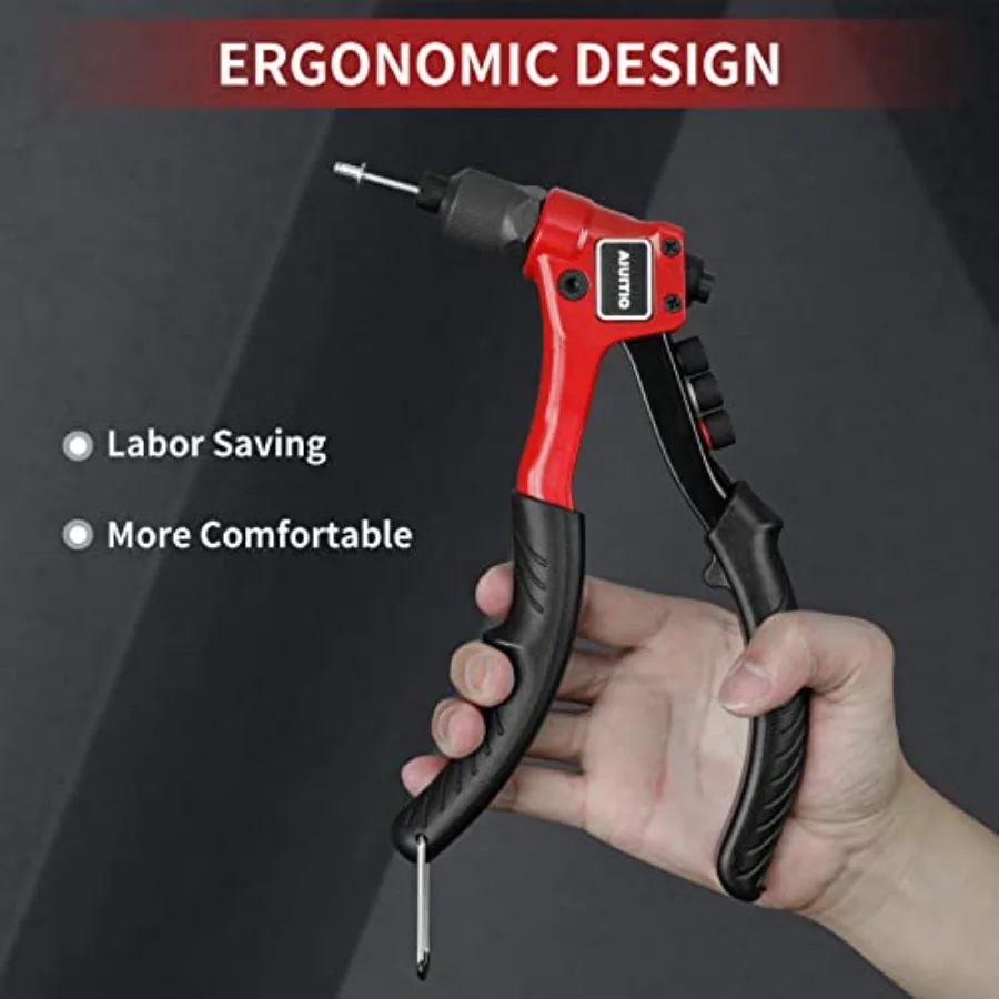 طقم مبرشم يدوي مع 200 برشام و4 لقم ثقب لإصلاح الخشب والبلاستيك المعدني وتطبيقات التجميع Portab المتين