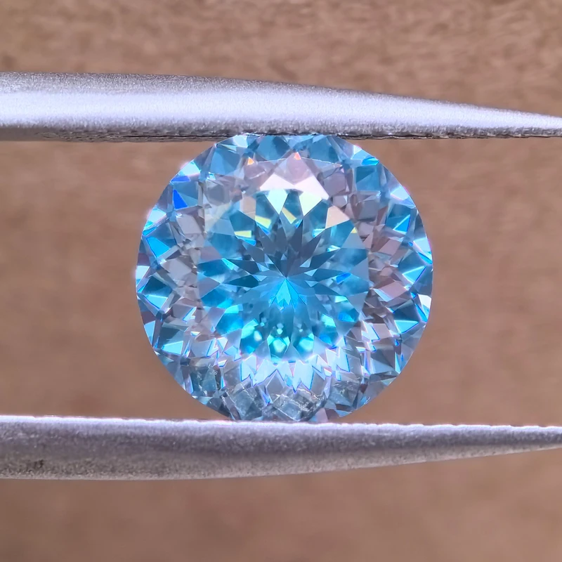 Moissanit 100 Facettenschliff Runde Form Aquamarin/Eisblau VVS1 Edelstein-Charms-Perlen für Schmuckherstellung mit Zertifikat – Detail 4