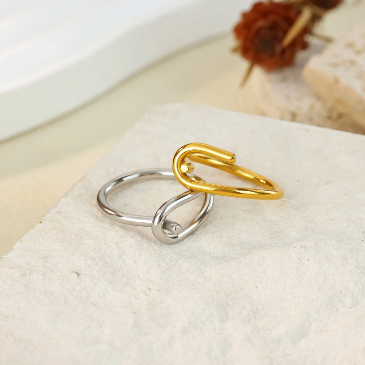 

Minimalist Stainless steel Pin Rings for Woman Gold Color Adjustable Plain Twist Rings Classic Jewelry Accessories Gifts BFF