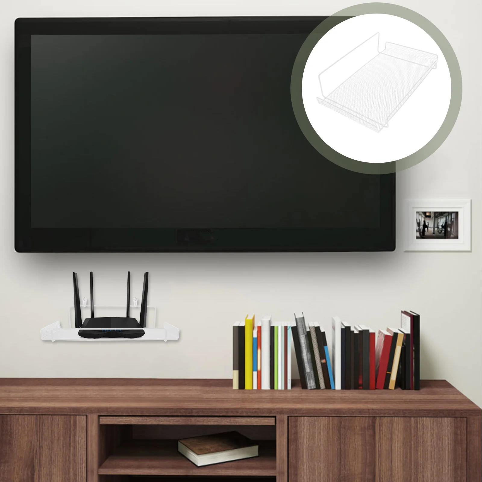 Support mural en fer, 1 pièce, étagère murale pour routeur, caméra de sécurité, support sans perçage, support de rangement Compact et robuste pour la maison