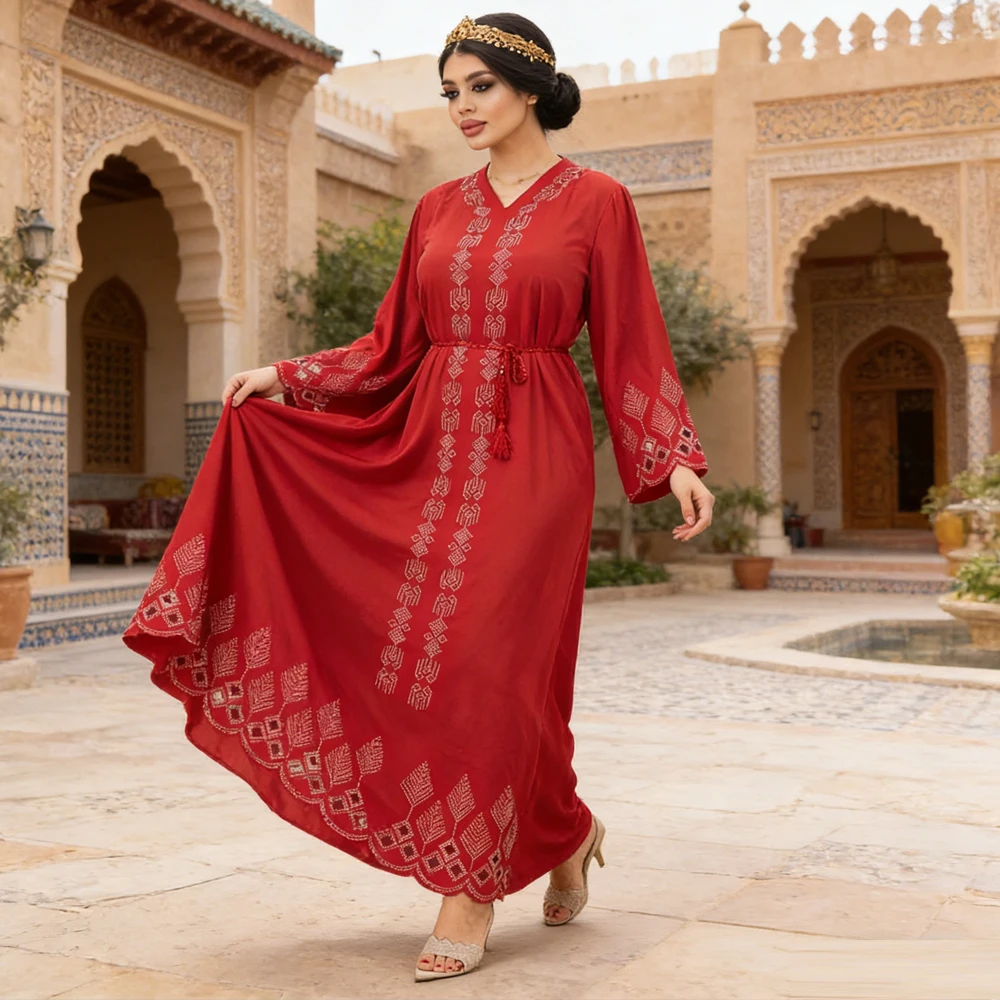 

Абайи с бриллиантами для женщин, мусульманское платье, Дубайская абайя, турецкий кафтан, женское мусульманское платье, джеллаба, исламская джалабия, халат, роба