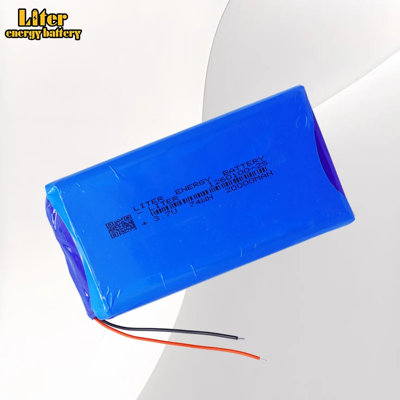 1260100 3.7V 20000mAh Lithium Polymer Battery Rechargeable LiPo Battery Pack Red Black Lead Wire Outdoor Power