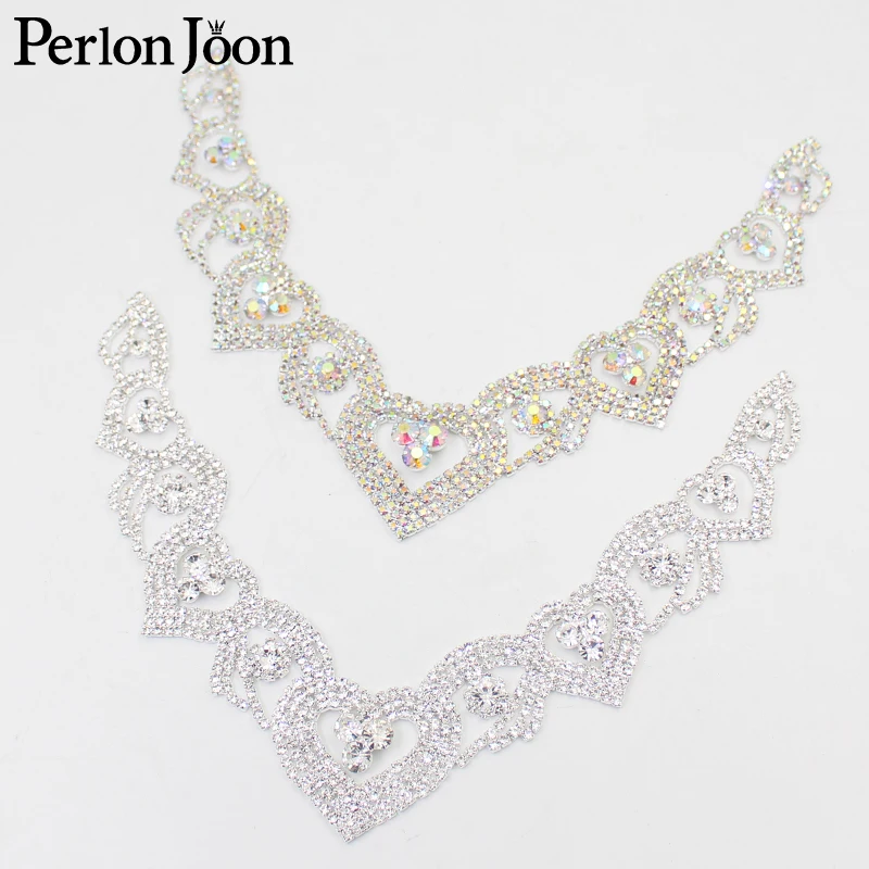 Rhinestone Crystal Patch For Wedding Dress AB Color Welding DIY applique necklace Necklin Hand Sewing Clothing Accessories YL004