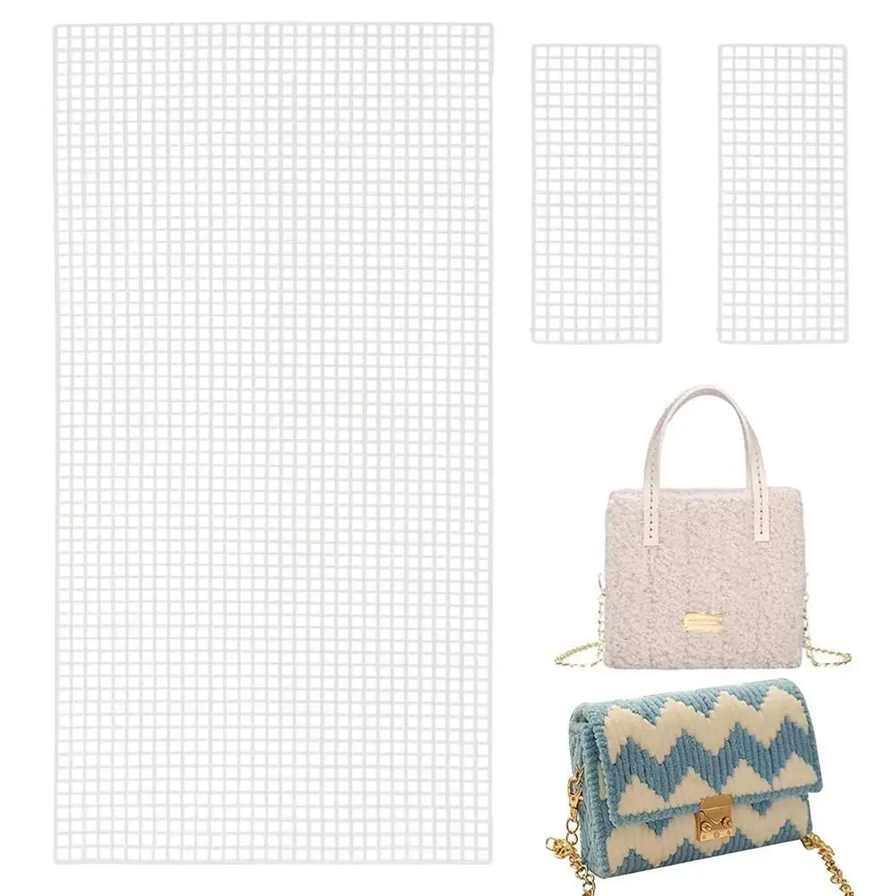 Purse Making Supplies Plastic Bag Mesh Grid White Blank Mesh Canvas Net Cover Crochet Projects