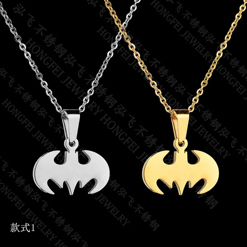 Stainless Steel animal Bat Movie Anime pendant Necklace for Boy Super Men Hero sign Necklace Pendant Jewelry gift