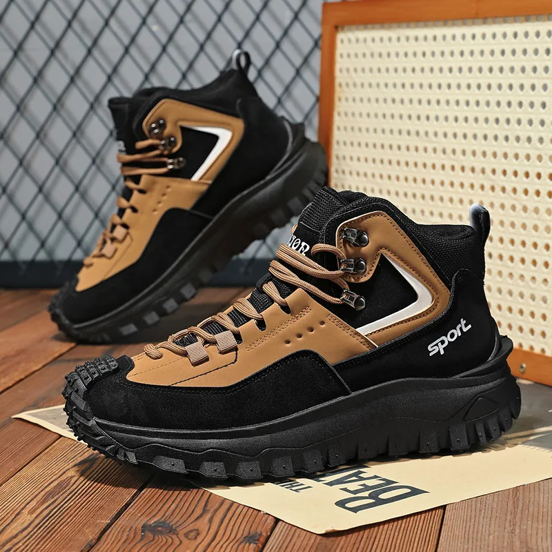 

Men's Big Size Hiking Shoes Non Slip Lightweight Outdoor Casual Sneakers Spring Autumn Korean Style Dad Shoes