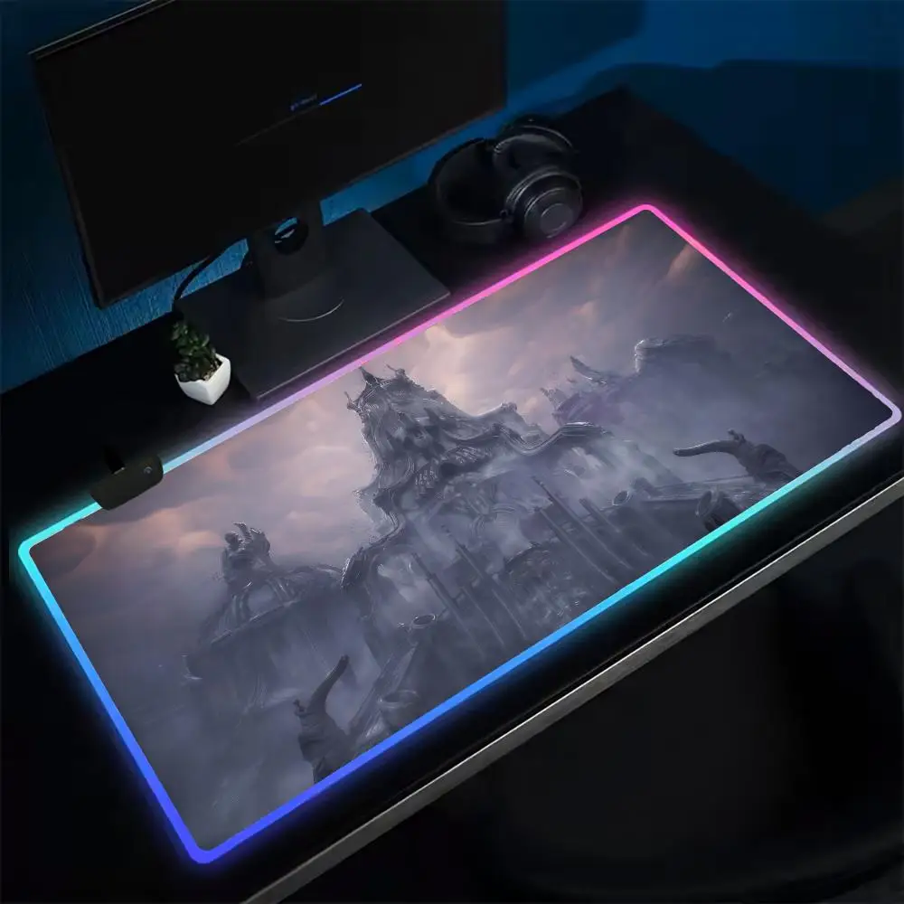 Scary S-SCORN Mouse Pad Anime Gaming Mouse Pad LED Table Pads Backlit Rubber Desktop XXL Mousepad RGB Desk Mats