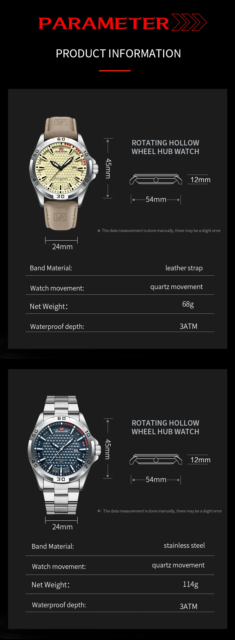 VA VA VOOM Männer Casual Sport Militär Quarz Kalender Armbanduhr für Mann Business Leder Wasserdichte Männliche Uhr Relogio Masculin – Detail 5