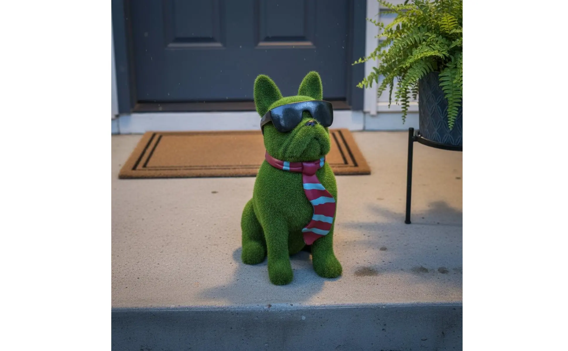 Flocked Dog Statue Whimsical Look Sunglasses Dog Figurine Bulldog Breed Statue Resin Statue Scarf Home Decor Lifelike Details https://ae-pic-a1.aliexpress-media.com/kf/S89d9338b2294483f85aa3c2037dd5e50i.jpg