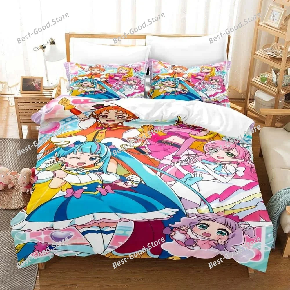 3D Kawaii Anime Hirogaru Sky! Pretty Cure Bedding Set Single Twin Full Queen King Size Bed Set Adult Kid Bedroom Duvetcover Sets