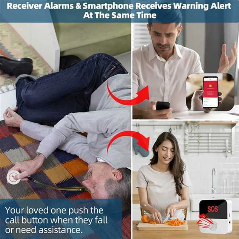 

Y45A-беспроводной Wi-Fi пейджер для пожилых людей, кнопка вызова SOS, аварийная система SOS-оповещения для пожилых пациентов, пожилых людей