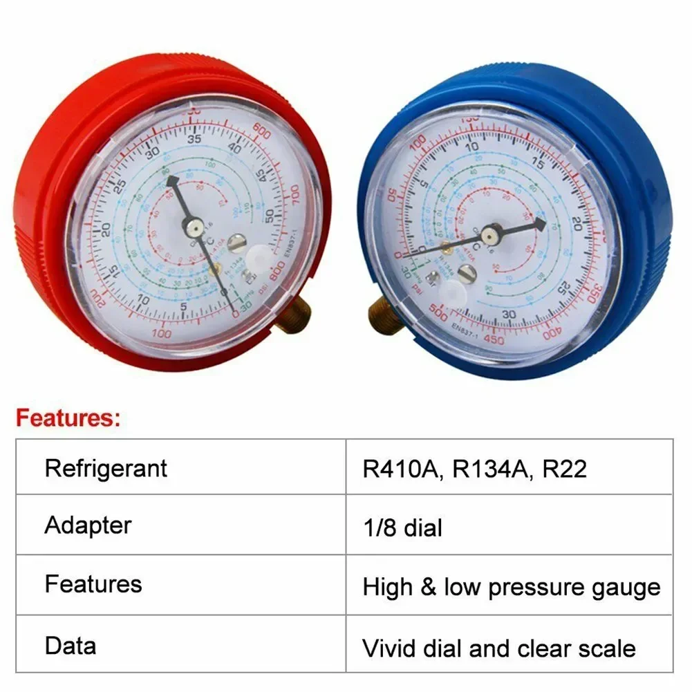 2PCS Low High Pressure Gauge R22 R404A R134A R410A Air Conditioner Refrigerant Low High Pressure Gauge HVAC Gauges HVAC Tools