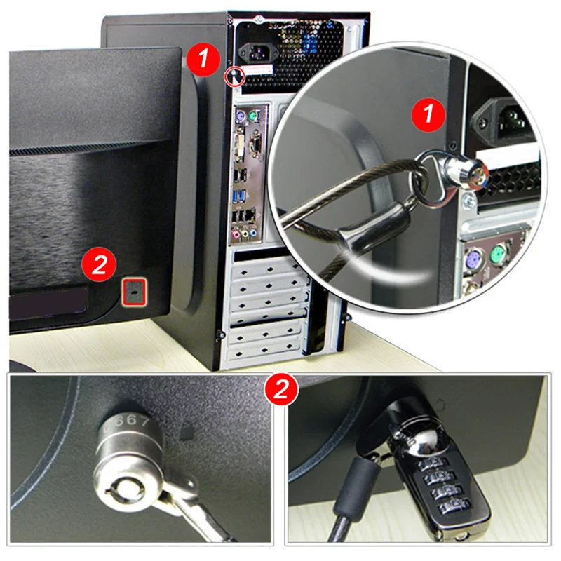 Desktop Computer Lock Computer Case Lock Anti-Theft Lock for Internet Cafe Office Management Lock