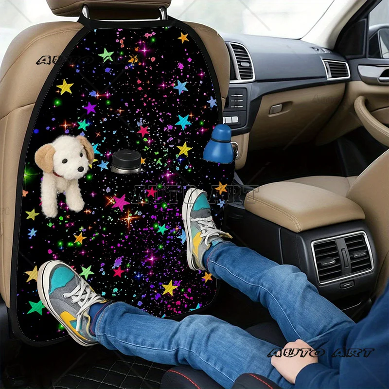 Set of 2 Star-Patterned Car Seat Back Organizers Measuring Prevent Scuffing Ideal for Everyday Use