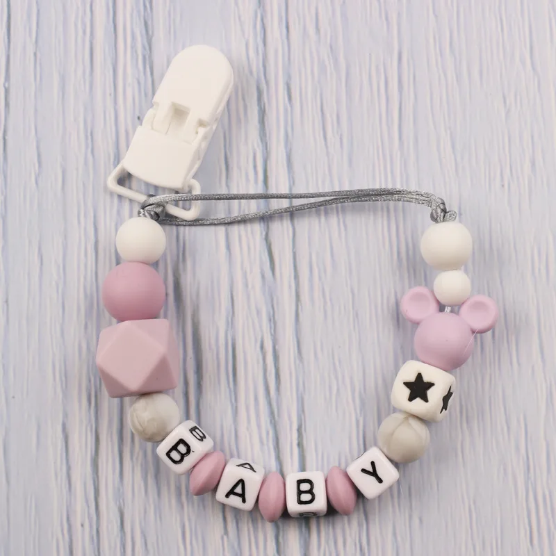 Baby Pacifier Clips DIY Personalized Name Cartoon Dummy Nipples Holder Clip Chain Infant Feeding Accessories Custom Teething Toy