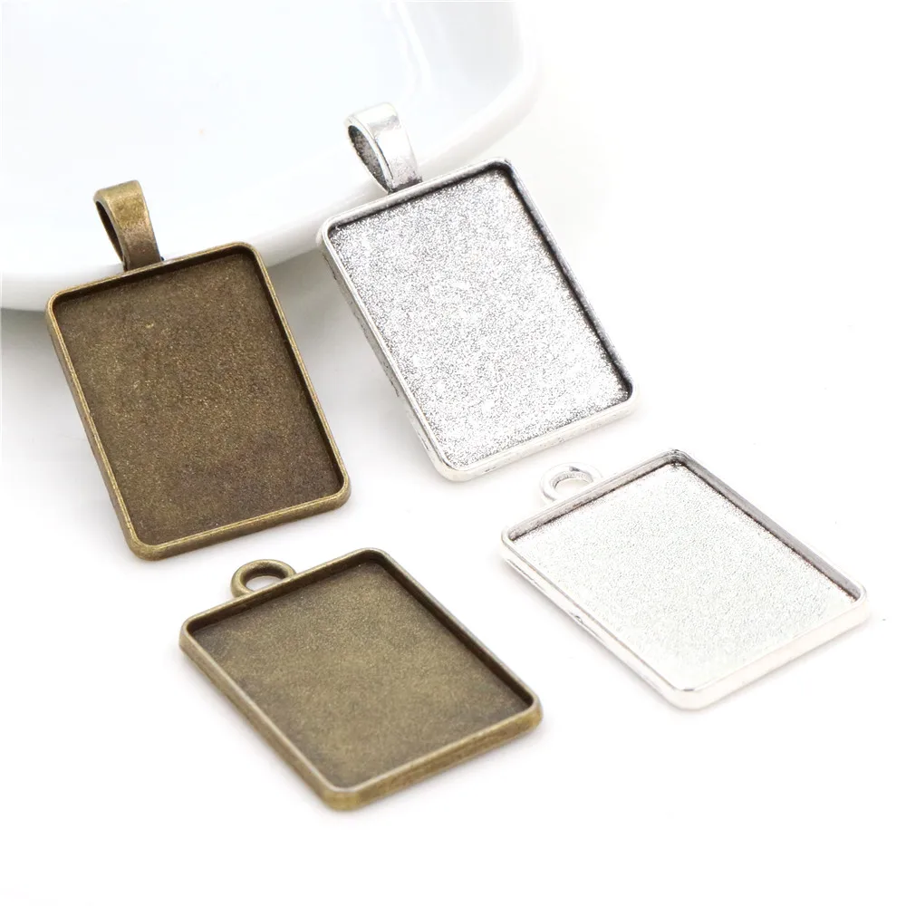 New Fashion 6pcs 18x25mm Inner Size 4 Style Rectangle Cabochon Base Setting Charms Pendant,Fit  18*25mm Square Glass Cabochons