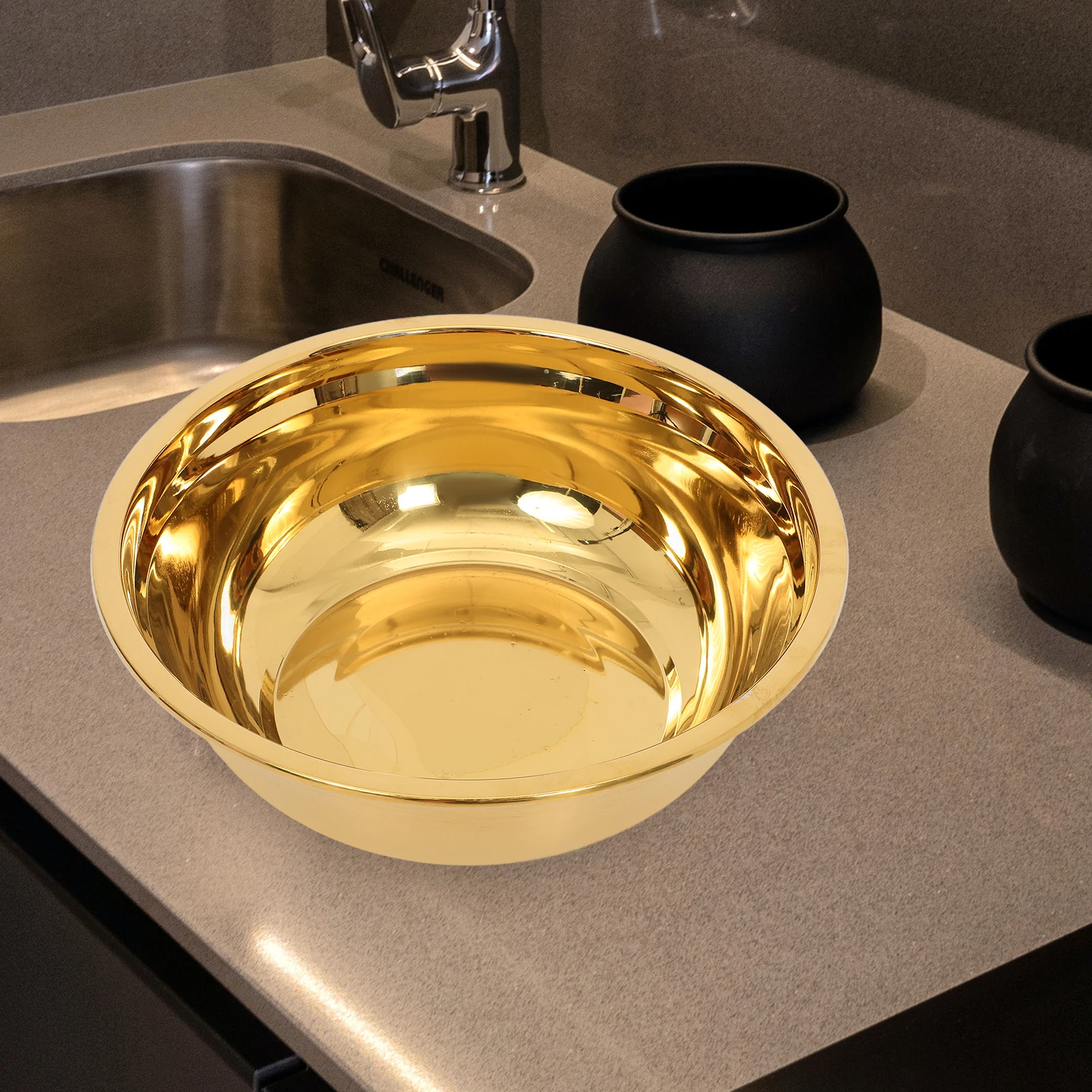 

Heavy Duty Stainless Steel Basin Round Kitchen Cleaning Bowl Household Vegetable Fruit Washing Large Prep Bowl