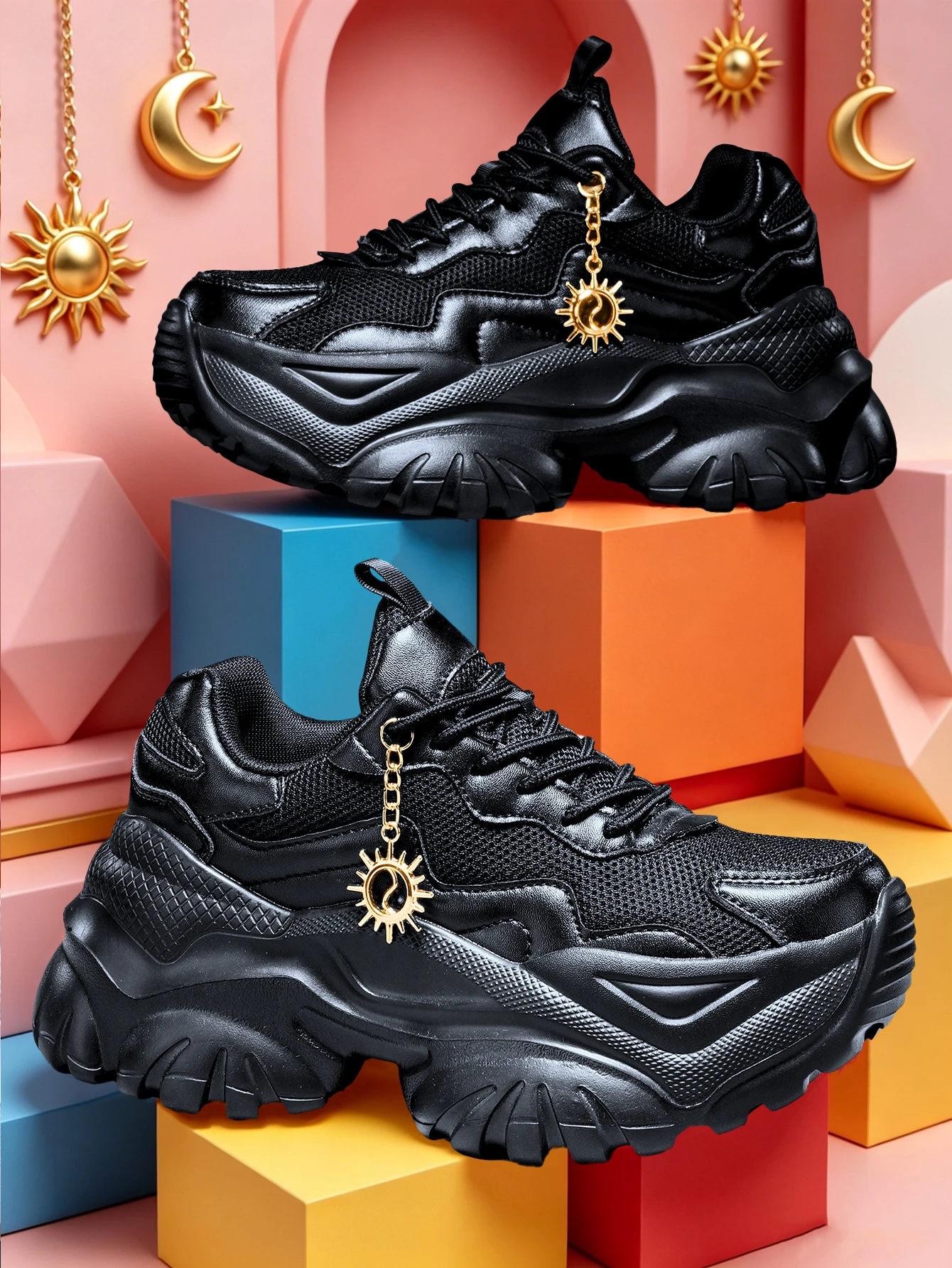 Women's 7cm Height-Increasing Fashion Dad Shoes with 3D Sunflower Design, Gold Shiny Chain Decoration, Shoe Charms, Women's Casual Sports Shoes, Outdoor All-Season Eva Thick-Soled High-Heeled Shoes, Lightweight Soft-Soled Non-Slip Running Shoes, Summer Breathable Quick-Dry Fabric Mesh Round-Toe Easy-To-Tie White Large-Size Shoes, Sweet Cool Style for Everyday Home Dating Fitness Work Multi-Scenario Office Shoes, Women's Versatile Trendy Shoes