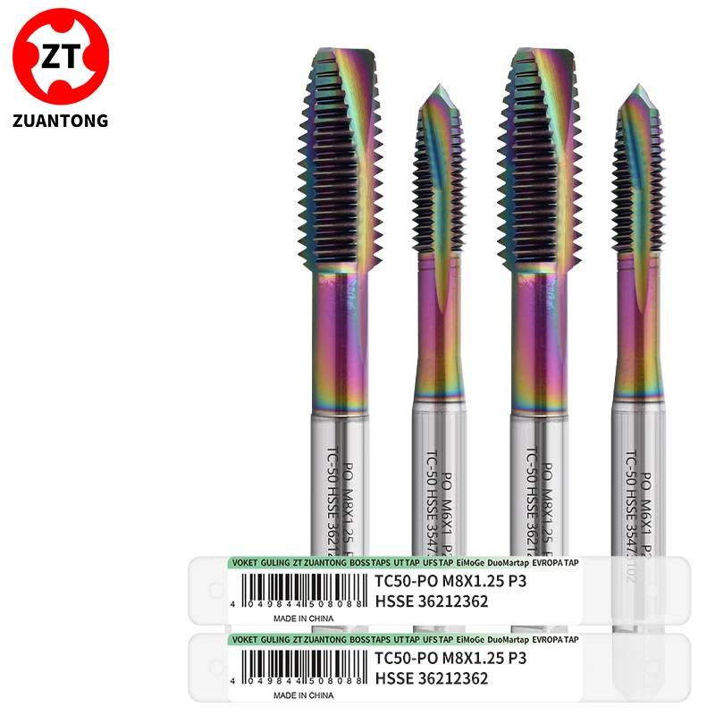 ZUANTONG HSSE-M35 JIS Standard Metric Without/TIN/TC50/TICN Coating Spiral Pointed Tap M10M11M12M14-M30 Machine Screw Thread Tap
