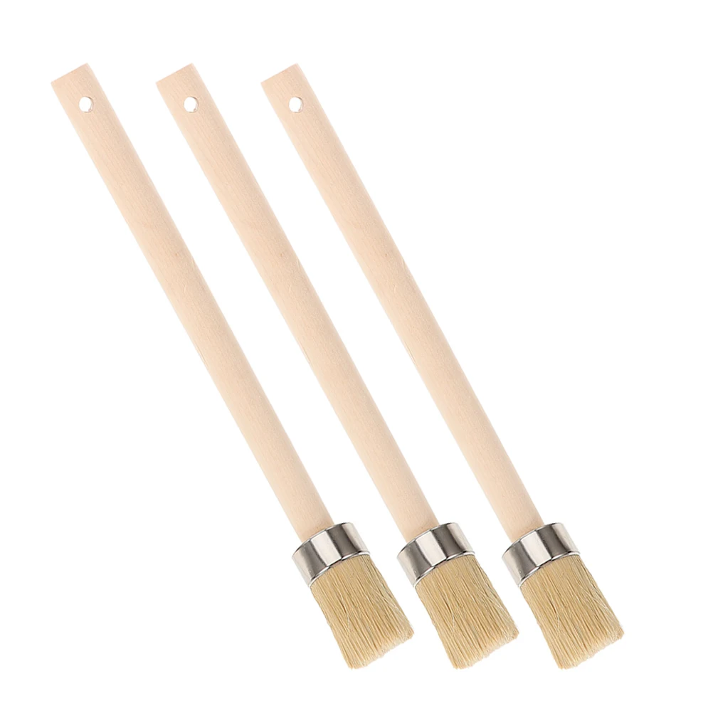 

3 Pcs Tire Repair Tools Wood Handle Beige Bristles Lubricant Grease Brush for Cars Trucks Motorcycles Stain