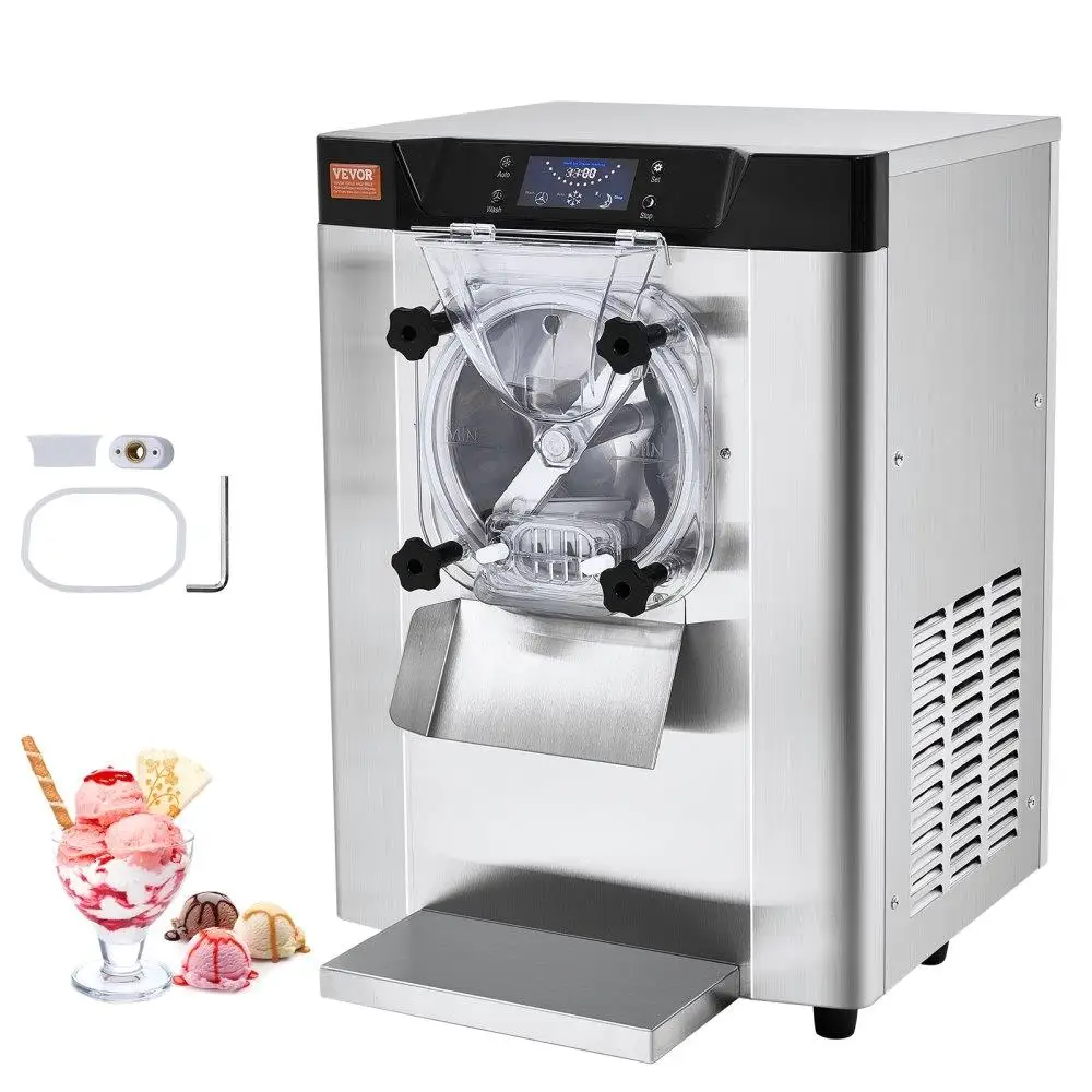 

12L Ice Cream Machine 1713W Countertop Hard Serve Maker 4.5L Stainless Steel Cylinder Panel Auto Clean Precooling for