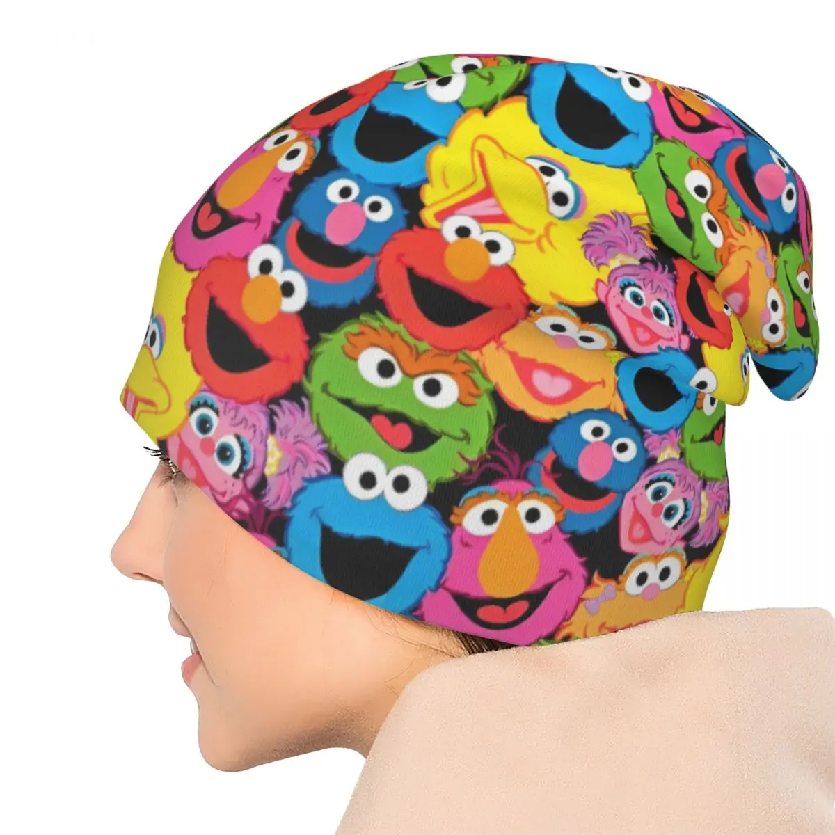 S-Sesame Street Cartoon Comedy Bonnet Hats Casual Street Skullies Beanies Hat Sesame Street for Men Women Warm Multifunction Cap