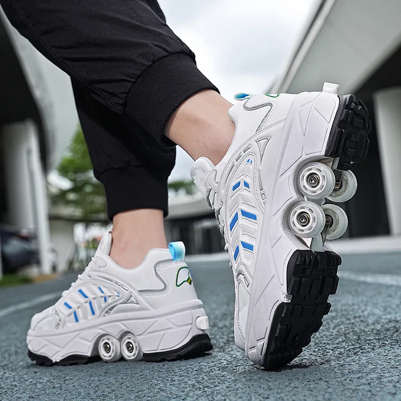 Kids Roller Skates for Men Women Sneakers Shoes with Wheels Girls Boys Outdoor  2 in 1 Double Skates Rollers Shoes With Brakes