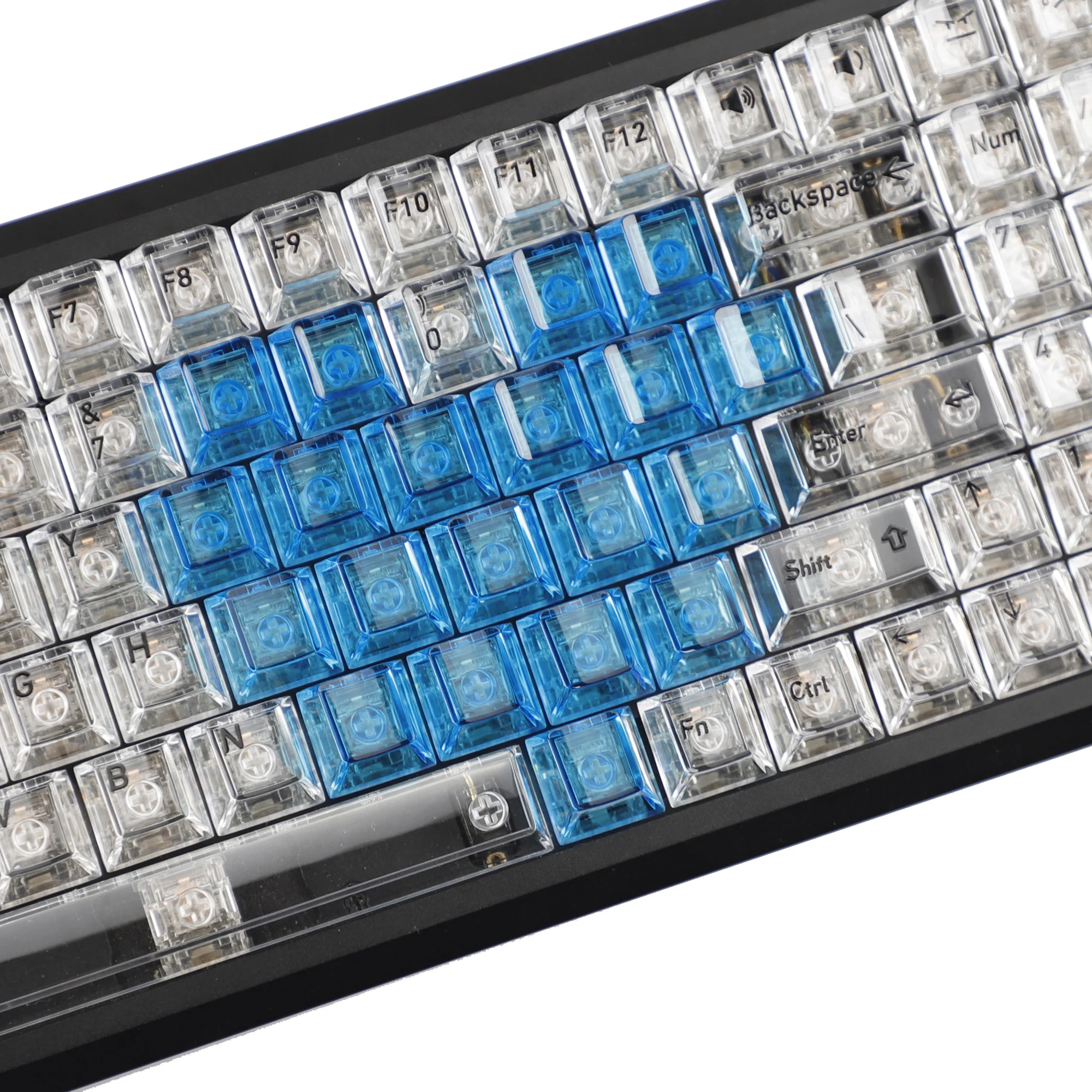 YMDK 21 Keys Heart PC Blank Transparent Cherry Profile Shine Through Black White Blue Orange Red Pink Keycaps for MX Keyboard