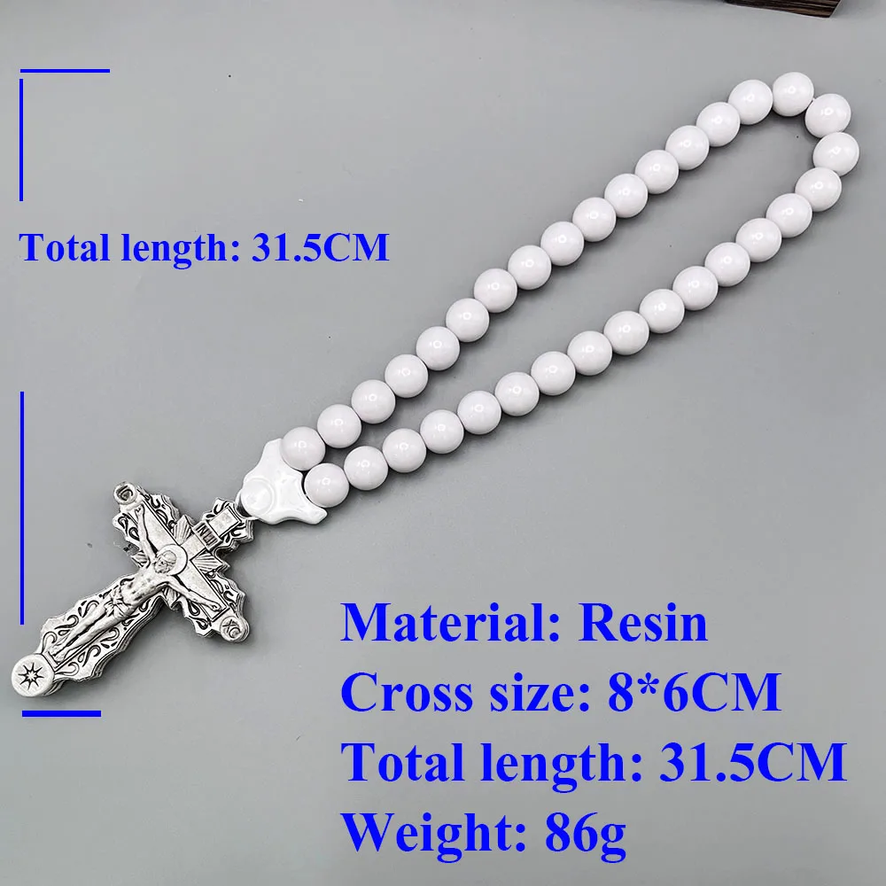 GS138-12 Necklace Cross Holy Christ Jesus Resin Paintings Exquisite Beads Redemption Religious Decoration 3D Stereo Car Pendants