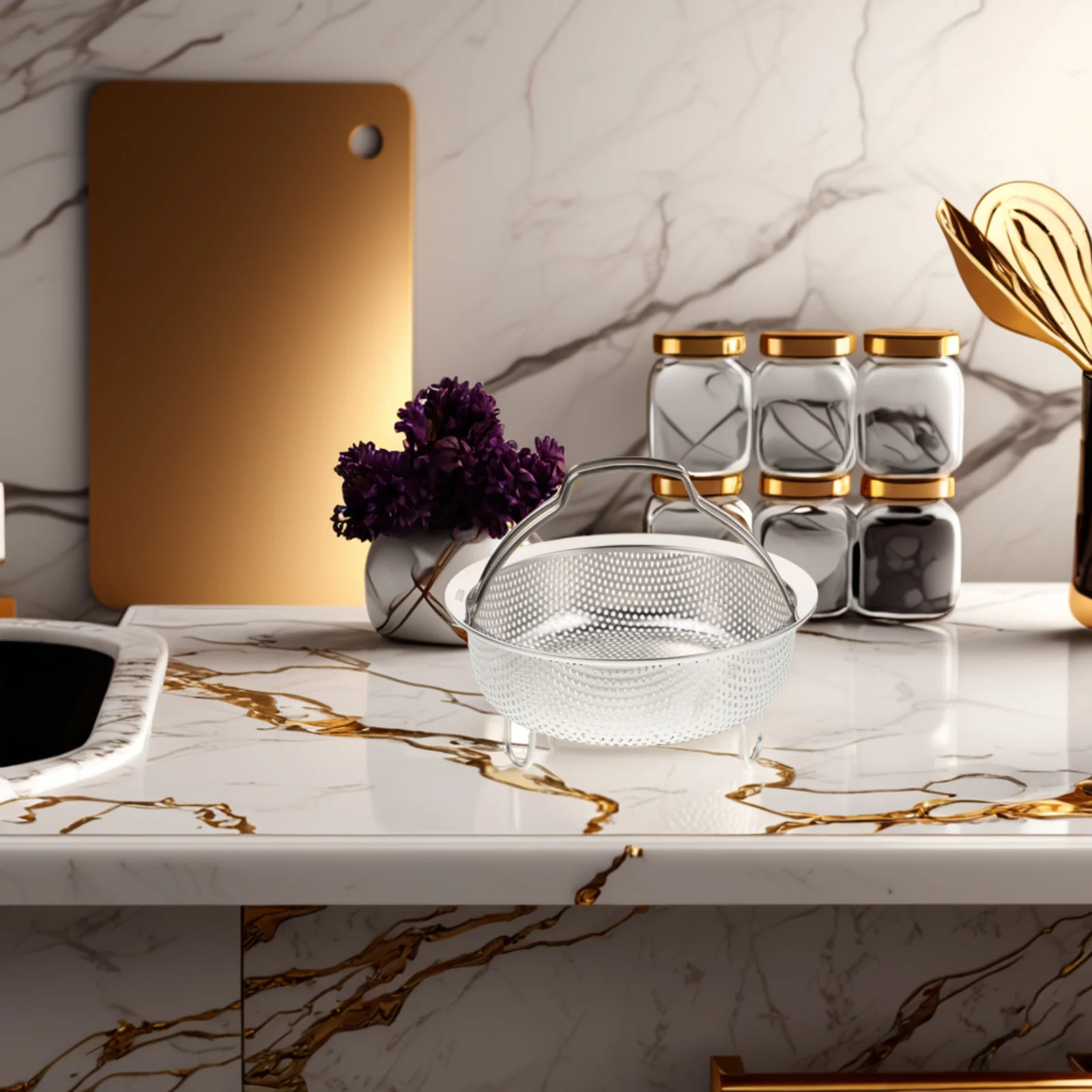 

18Cm Stainless Steel Colander Fine Mesh Strainer For Vegetables Fruit Kitchen Drain Basket Metal Steamer Insert Cooking Strainer