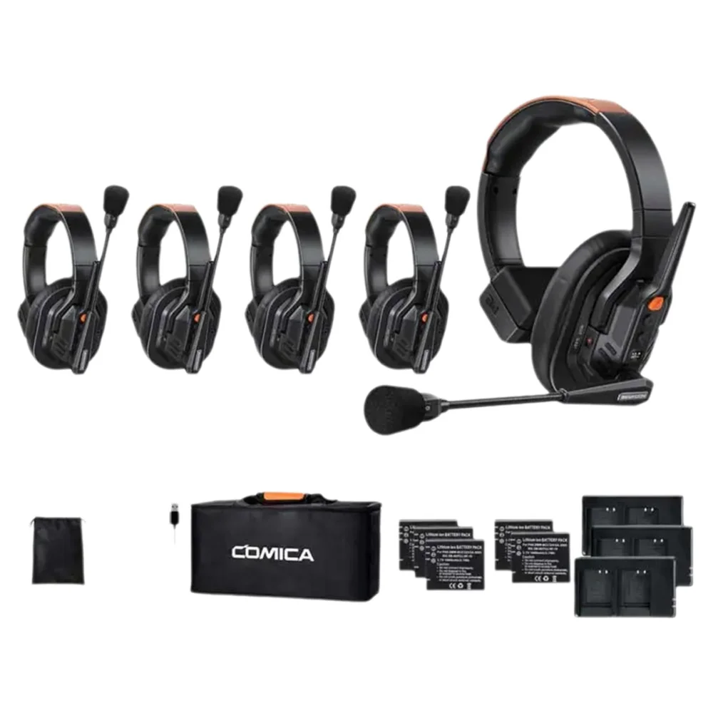 Système d'intercom sans fil COMICA Seekcom S1 pour 5 utilisateurs avec communication full-duplex, portée de communication d'équipe de 1300 pieds