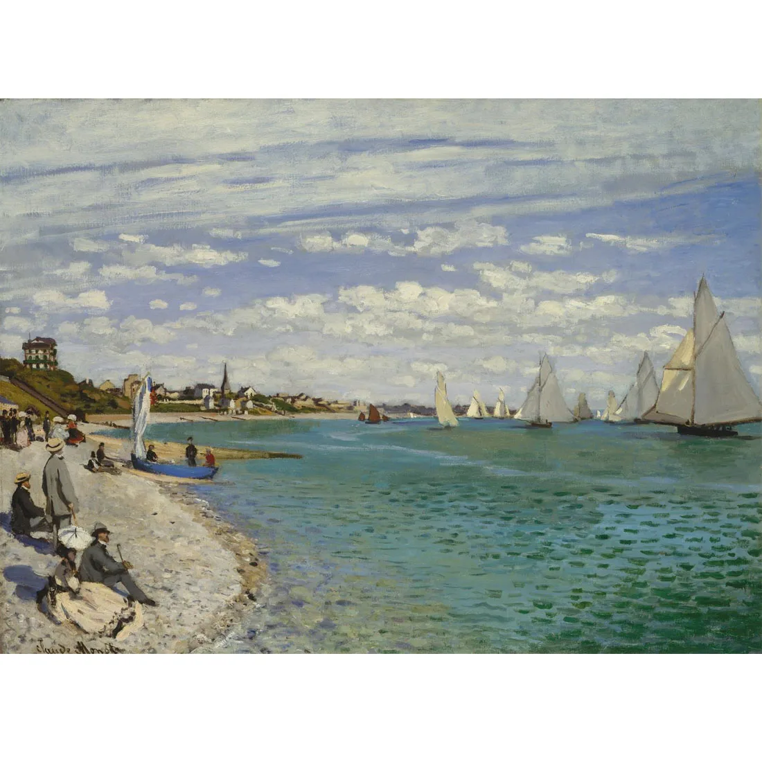 Claude Monet oil paintings,Regatta at Sainte-Adresse,Cityscape painting on canvas,Famous painting reproduction,Home decor