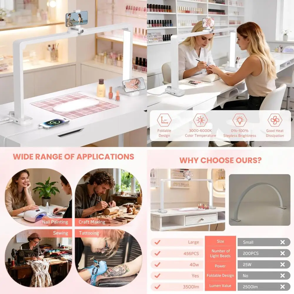 

Большая квадратная светодиодная лампа для маникюра, татуировок и шитья, белая