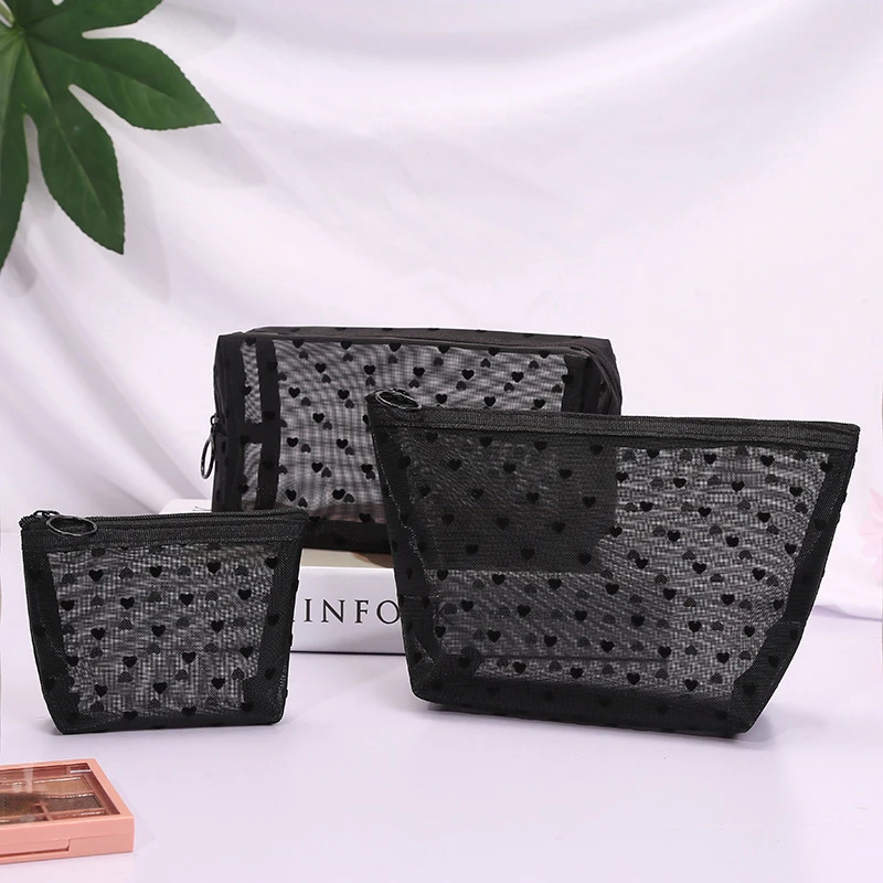 

Portable Mesh Transparent Cosmetic Bag Women Travel Zipper Make Up Organizer Wash Toiletry Beauty Storage Bag Pouch