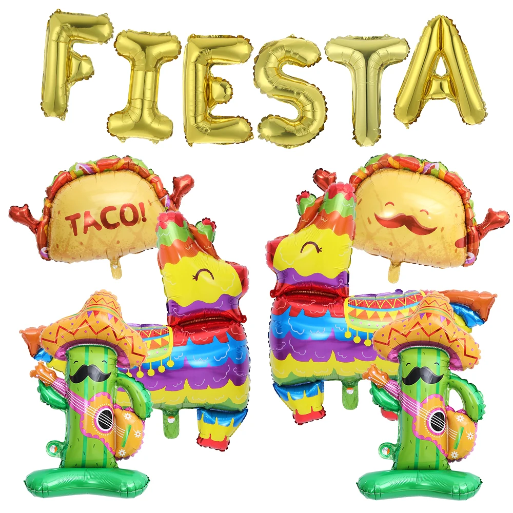 4/13pcs Mexico Taco Cactus Foil Balloons Wedding Birthday Baby Shower New Year Supplies Mexican Fiesta Theme Party Decorations