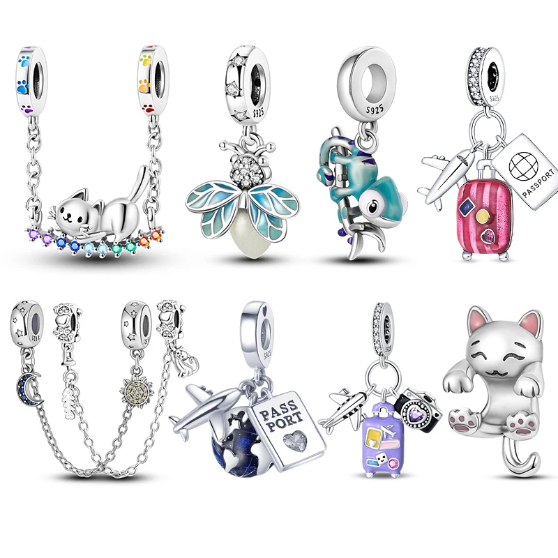 Charms 925 Sterling Silver Luminous Firefly Chameleon Aircraft Luggage Fit Original Bracelet Women Pendant Bead Jewelry Hot Gift