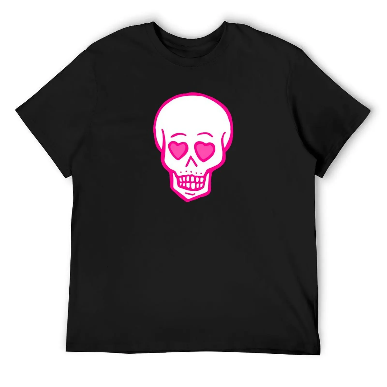 

pink heart eyes skull valentines T-Shirt vintage vintage anime shirt baggy shirts graphics men tshirt