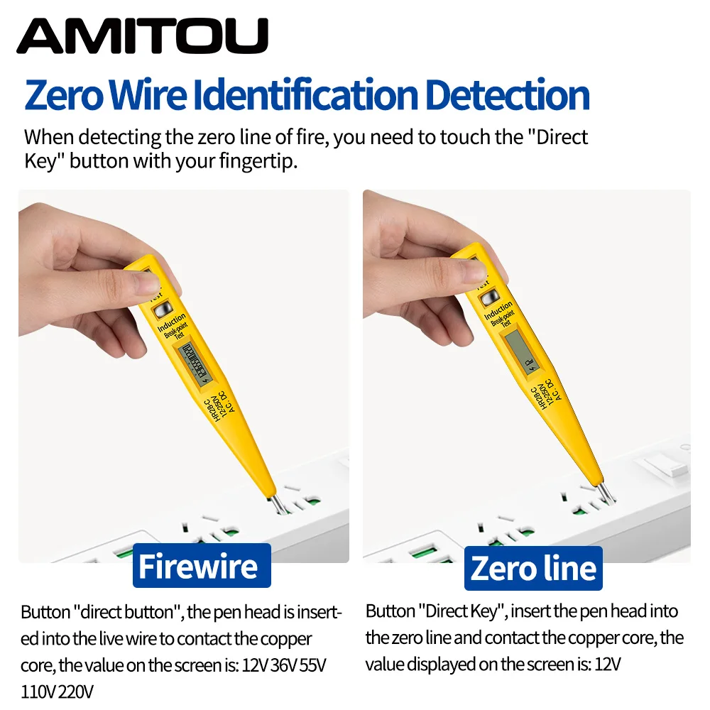 AMITOU Digital Voltage Test Pen Zero live line detection Tester Voltage Meters Professional Multimeter Pen Socket Voltimetro