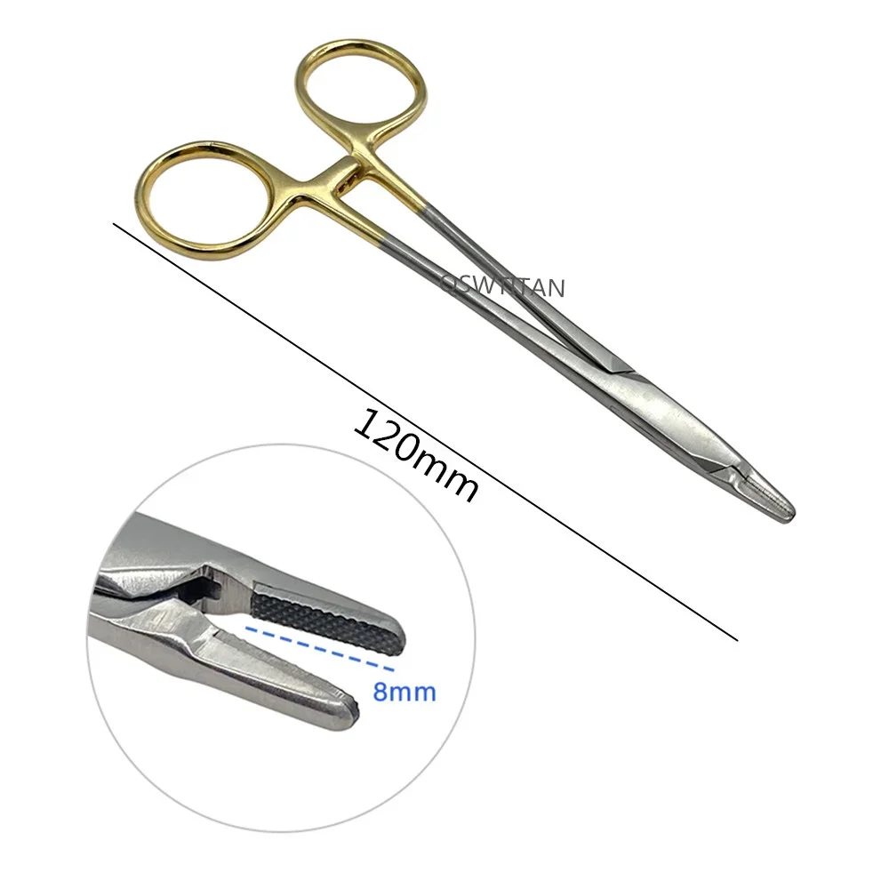 Gold Handle Straight Needle Holder Forceps, Braçadeiras de bloqueio, Pinça hemostática Ferramenta de beleza Micro instrumentos oftálmicos