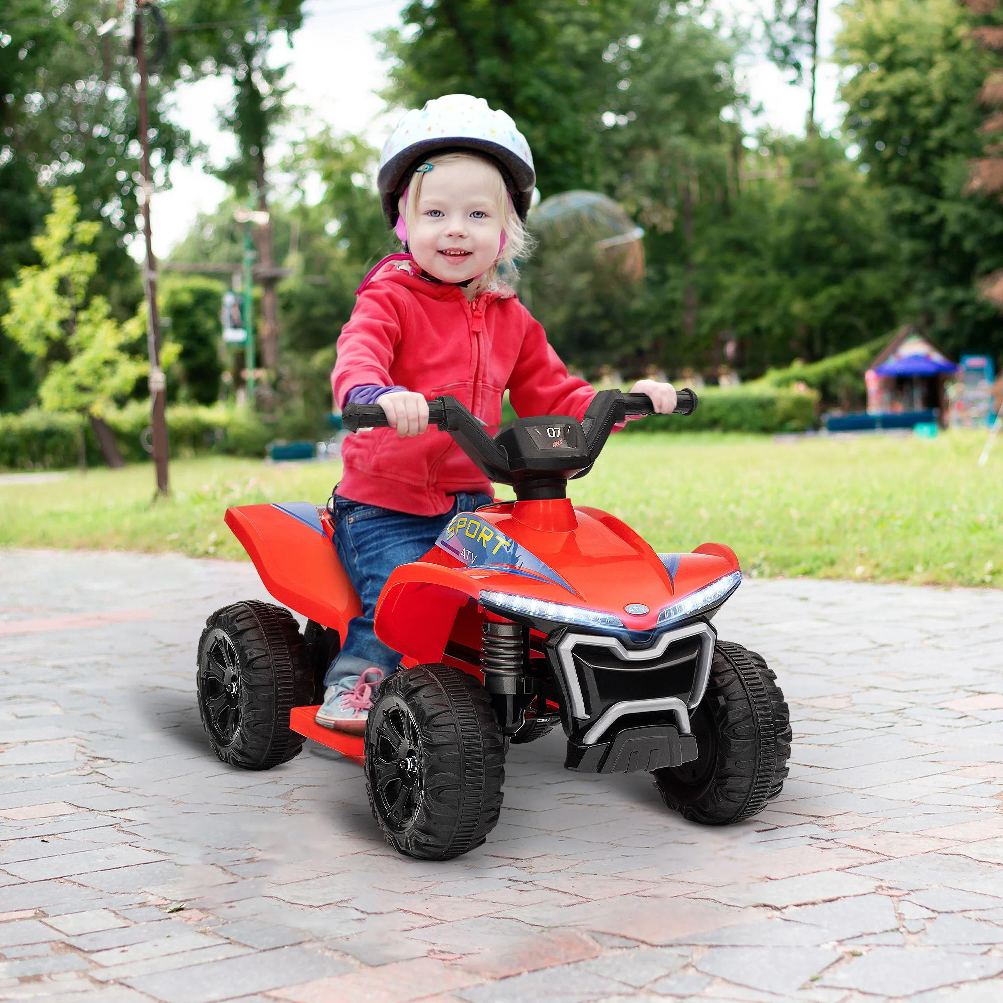 Kids Atv Quad, 6V Ride on Toy with Rechargeable Battery, Red