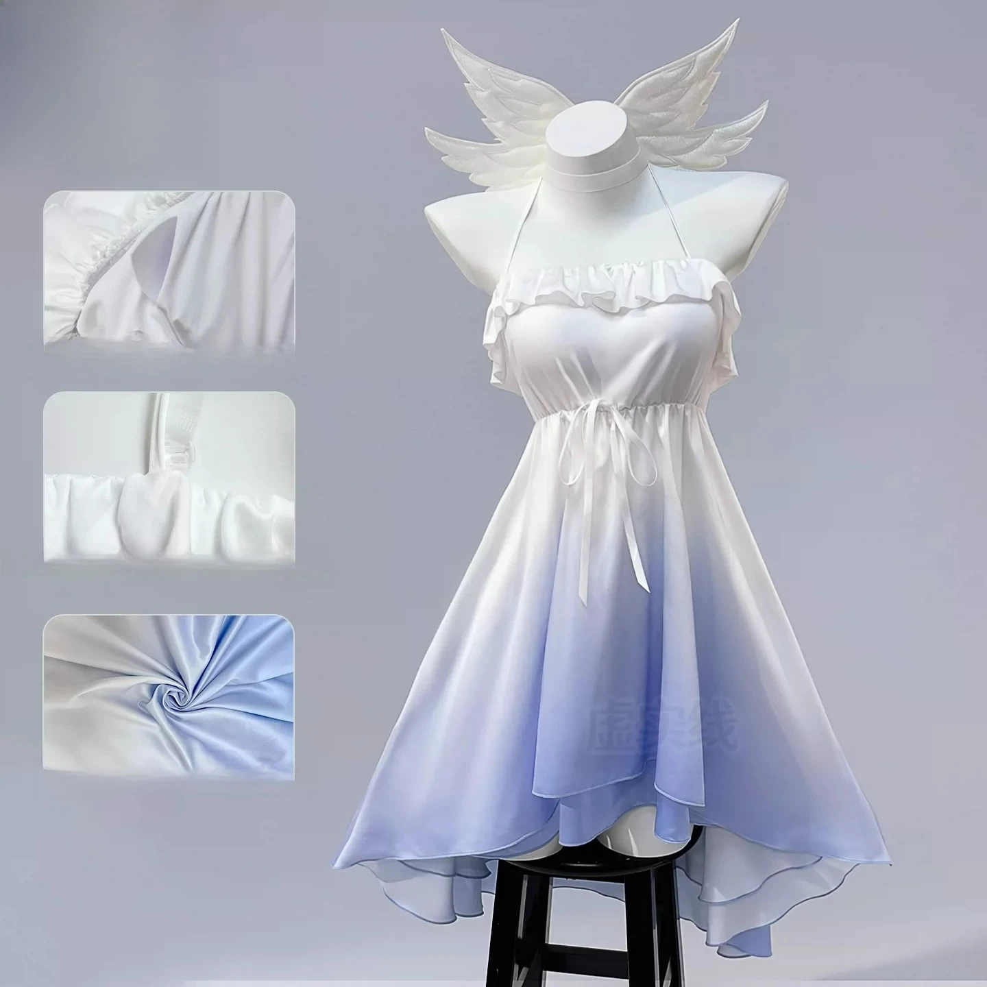 Columbina Cosplay-Kostüm, Spiel Genshin Impact, Damen, weiß, lila Farbverlauf, komplettes Set, Kleid, Nachthemd, Hallowmas, S-2XL