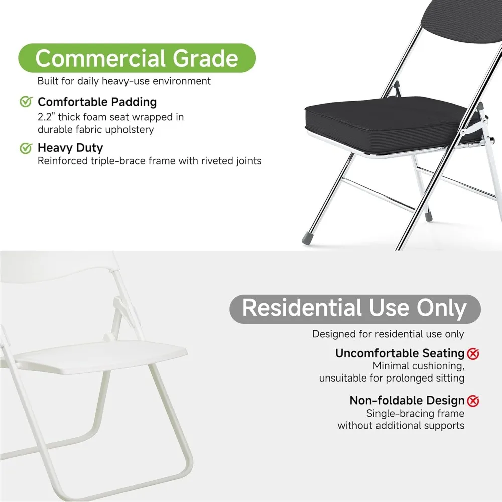 كراسي استرخاء حقيقية قابلة للطي مع مقعد سميك مبطن، قماش سروال قصير متين، كرسي مكتب تجاري قابل للطي قابل للتكديس واي فاي #6