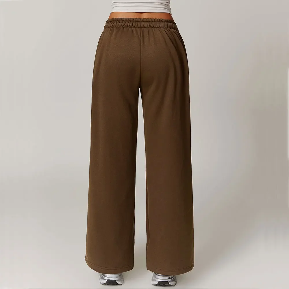 Winter Fluffy Loose Sports Sweatpants for Women Straight Leg Pants Warm Casual Pants New Sports Pants for Women