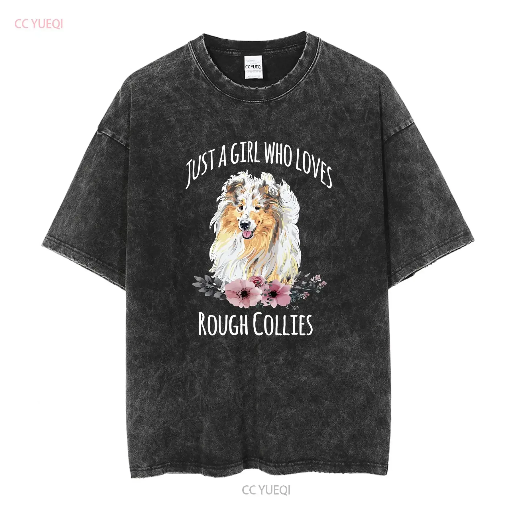 Just a Girl who loves Rough Collies Collie Dog Lover T Shirt Long Haired Mom Scottish Owner Lassie Kid's vintage Washed