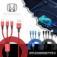 3 In 1 Type C Lightning Micro USB Car Emblem Fast Charging Cable For Honda Civic Accord Crider City XRV CRV HRV Inspire Odyssey
