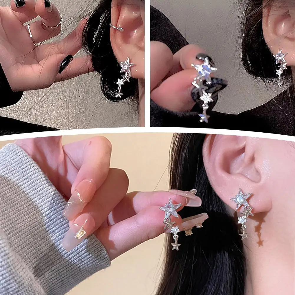 1 Pairs Fashion Exquisite Shining Zircon Stars Drop Design Ear Trendy Jewelry Women New Korean Gifts Girls Earrings Studs S S7Y5