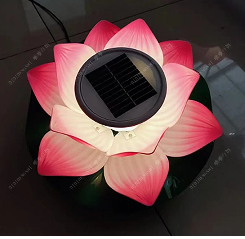 OutdoorS Solar Water Lotus Lamp Pond Floating  Decoration Landscape Control Induction  For Garden