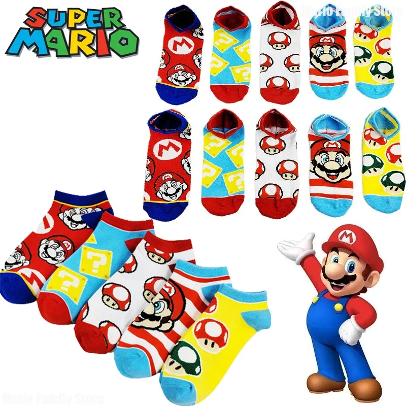 Calzini in cotone Super Mario Bros calzini da barca divertenti Anime Cartoon uomo donna calzini corti invisibili antiscivolo calzini sportivi